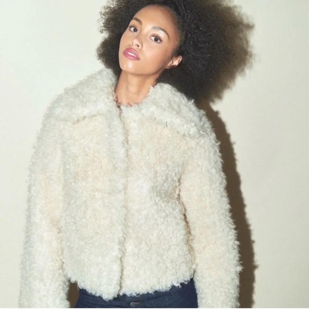 Rouje Serge Coat Faux Fur Size 36 - Picture 4 of 7